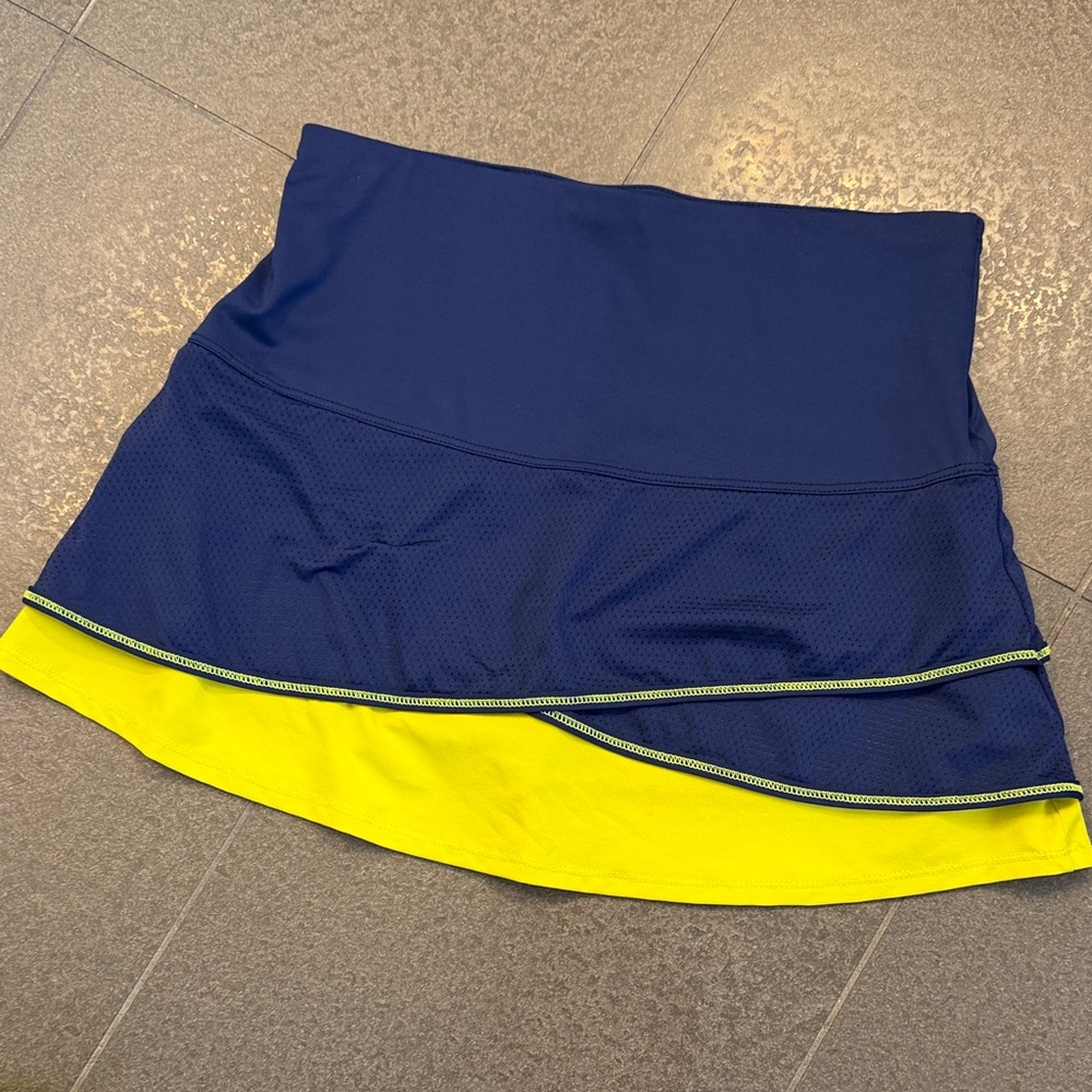 Lucky in Love Navy and Yellow Mini Skirt